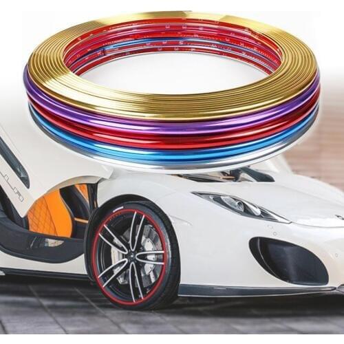 8M Car Chrome Wheel Hub Decoration Moulding Trim Strip Tape Auto DIY Tyre Tire Rim Protective Decal Sticker Universal Accessory