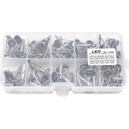 80Pcs Diy Eye Rings Fishing Rod Guide Tip Set Repair Kit For Fishing Rods Stainless Steel Frames With Box Fishing Tackle