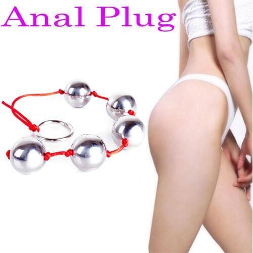 5 Anal Beads Metal Anal Balls Stainless Steel Butt Plug Anal Dilatador Sex Toys For Women Men Gay Erotic Ring Handle But Plugs