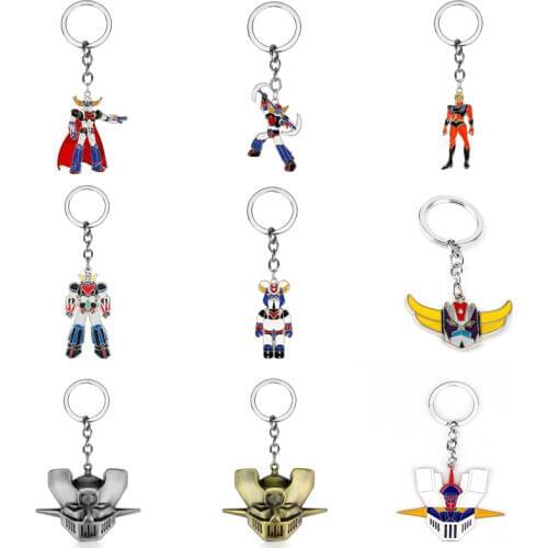 Anime Mazinger Z Metal Keychain UFO Robot Grendizer Logo Keychain Mask Pendant Keyring Car Accessories Fans Gift