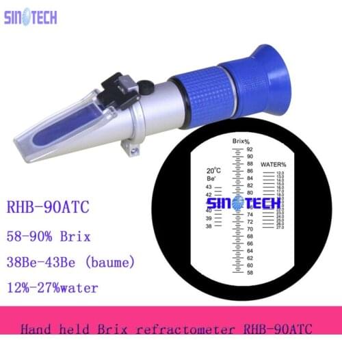 Free shipping Hand held 58-90% Brix refractometer RHB-90ATC with CE certificated