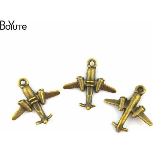 BoYuTe (50 Pieces/Lot) 22*22MM 2 Colors Zinc Alloy Materials Airplane Charms Pendants for Jewelry Making Diy Handmade Craft