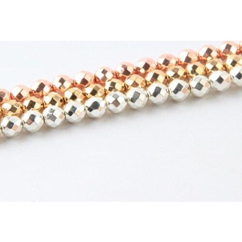 Natural Stone Beads 3-12mm Plated Faceted Hematite Beads For Jewelry Making Diy Bracelet Necklace Accessories wholesale