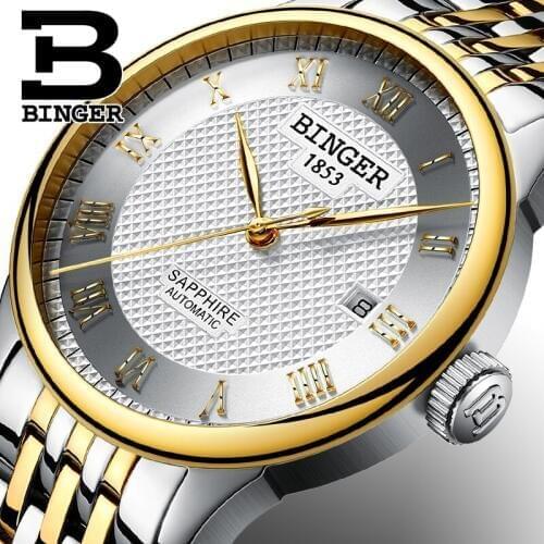 BINGER Mens Automatic Mechanical Watches Top Brand Luxury watches Men Steel Watches Male Business Wristwatch relojes hombre 2017