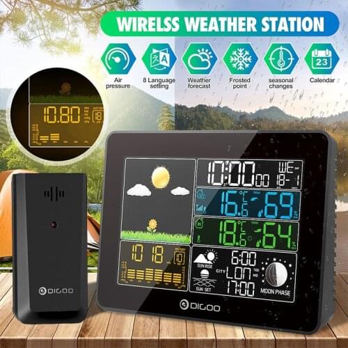 DIGOO DG-TH8868 Digital Temperature Humidity Sensor Weather Station Barometer Digital Hygrometer Snooze Alarm Clock Calendar
