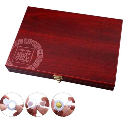 100Pcs Coins Wooden Box Safety Display Cases Collection Storage Container Coin Holder Organizer