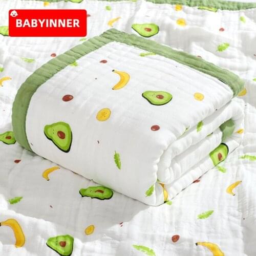 BABYINNER Baby Blanket Breathable Childrens Lunch Break Quilt Six Layers Infant Swaddling Skin-friendly Bath Towel Newborn