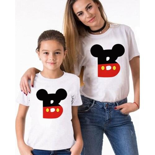 Family Matching T Shirts Short Sleeve ABC Brother Sister White Funny Letter Printed Tshirts Daddy Mommy Kids Family Look Tops