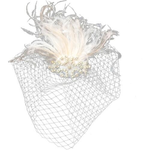 Wedding Veil Feather Headdress Wedding Party Beading Hair Head Band Hoop Decor for Children Bride Bridesmaid