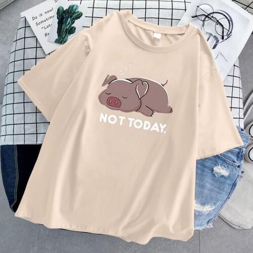 Tot Today Cute Cartoon Pig Prints Women Tee Shirt 2021 Trendy T-Shirt Hip Hop Street T-Shirts Harajuku Soft Womens Short Sleeves