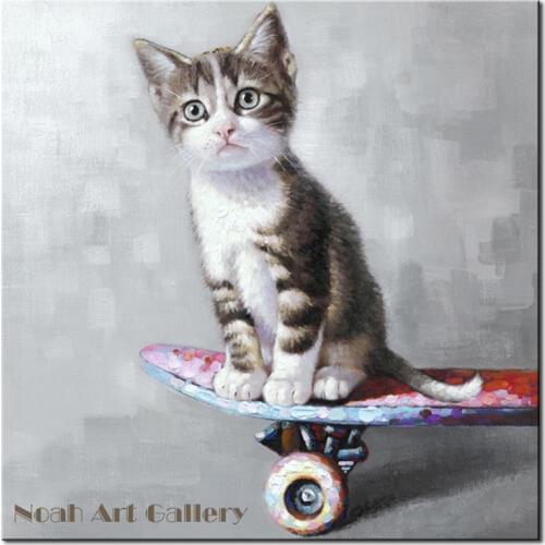 Lovely Cat Animal Canvas Wall Art Handmade Oil Paintings Art For Kids Room Decoration Modern Home Decor Painting Calligraphy Cat