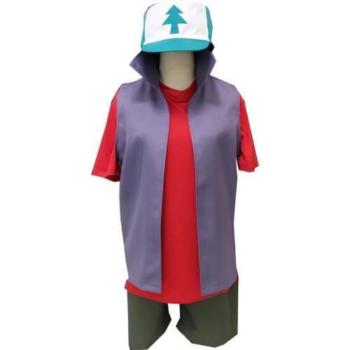 2019 Anime Gravity Falls Dipper Pines Suit Hat+T-shit+Vest+Shorts+Sock Cosplay Costume Sets Halloween Clothes
