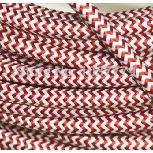 100Meter Red and White color round 2-core Fabric cable edison pendant lamp wire DIY lamp accessories of cable fabric cord