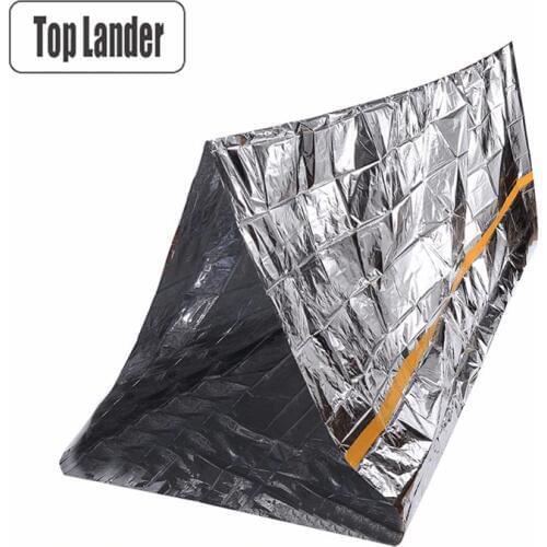 Lightweight Emergency Shelter Tent 1-2 Person Mylar Thermal Shelter Waterproof Tube Tent Reflective Conserves Heat Survival Gear