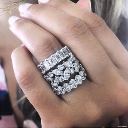 Luxury Lovers Diamond ring Silver color AAAAA Cz Engagement wedding band rings for women Bridal Fashion Party Jewelry