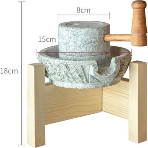 Natural Bluestone Small Manual Mill, Mini Hand Crank Grain with Stand Only for Home Decoration