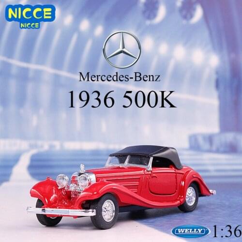 WELLY 1:36 1936 Mercedes-Benz 500K Alloy Model Car Diecast Metal Pull-back Model Vehicles