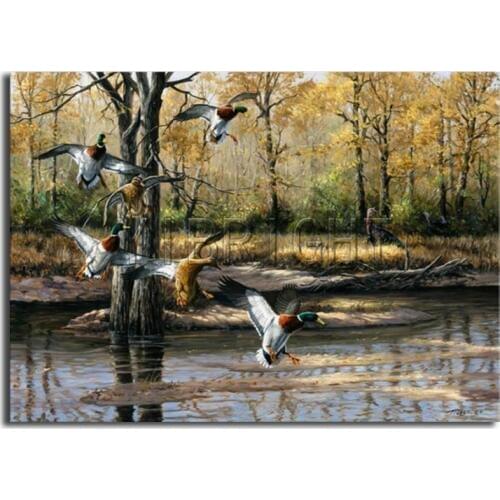 Autumn Landscape Mosaic Full Drill DiamondPainting Pasted Cross Stitch Living Room Decoration Home Diamond Embroidery wild duck