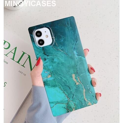 Fashion Marble Phone Case For iPhone12 11 11Pro Max X XR XS Max SE 2020 7 8 Plus Colorful Soft IMD Silicone Squre Back Cover