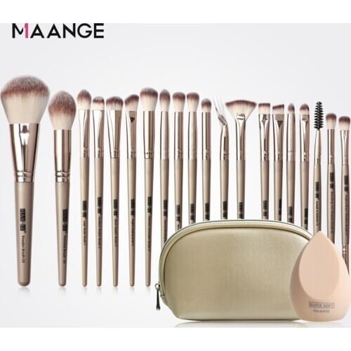 MAANGE Pro 12/18/20 pcs Makeup brushes set + Bag + Sponge Beauty Powder Foundation Eyeshadow Make up Brush With Natural Hair