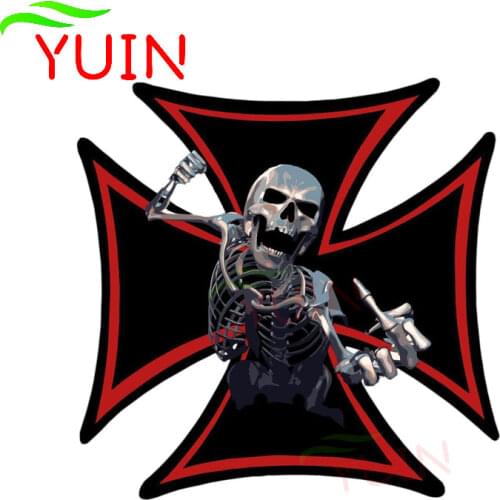 Personality ZOMBIE Cross Skull Biker Death Skeleton Car Sticker Auto Accessories PVC Bumper Decoration Waterproof Decal 15*15cm