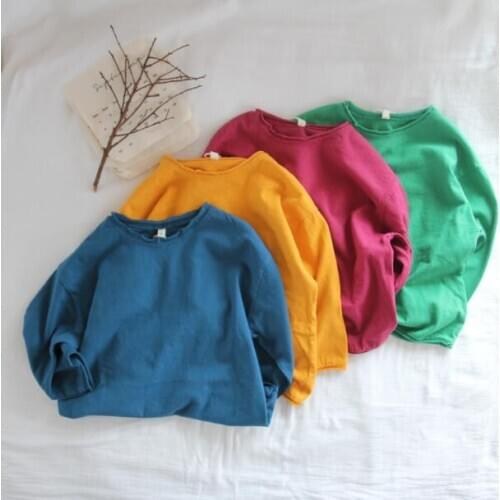 2021 new style girls boys shirt Spring cotton linen full sleeve fashion kids s top 1-6 years YL177