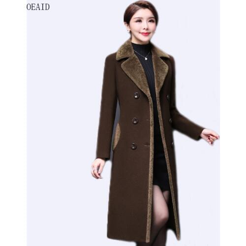 OEAID New Plus Size S M L XL XXL XXXL Wool Coat Women Coats X-Long 2021 Spring Autumn Jacket Female Outerwear Slim Lady jackets