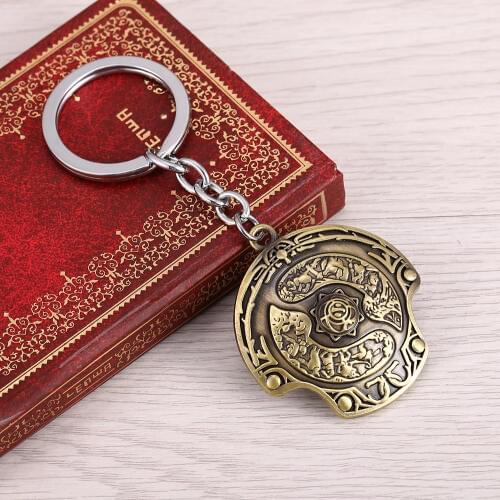 New Arrival Dota 2 Immortal Champion Shield Key Chain Dota2 keychain Car Keychain TI 5 Aegis of Champions Pendant porte clef