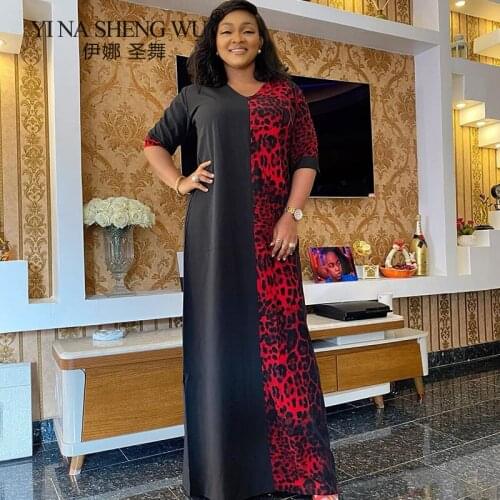 Dresses For Women Plus Size African Print Maxi V-neck Dress Muslim Fashion Boho Dress Gown 2021 Spring Summer Lady Clothing New