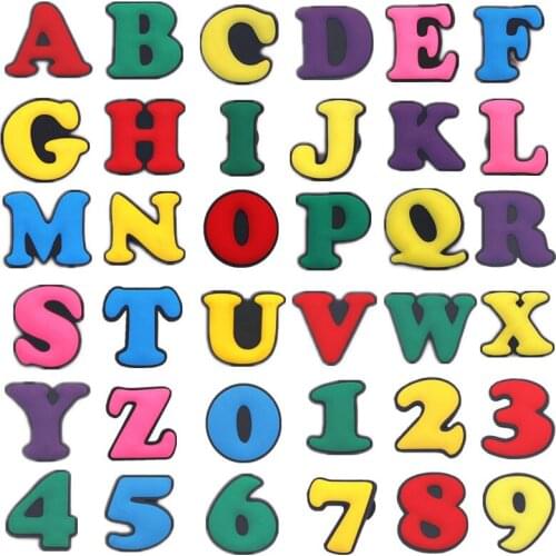 Single Sale 1pcs Capital Letters PVC Shoe Charms Decoration Colorful Garden Shoe Accessories for croc jibz Kids Party X-mas Gift