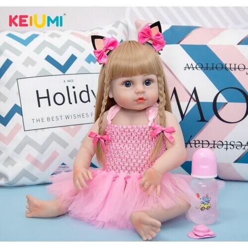 KEIUMI 19 Inch Reborn Baby Doll Realistic Cute Toys Full Silicone Reborn Doll For Girl Xmas Gift Collection Toy Playmate