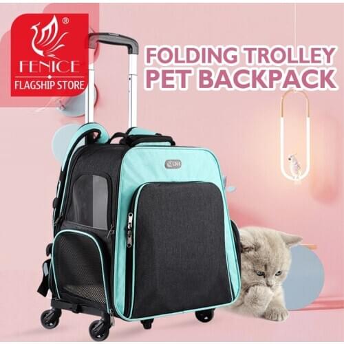 Pet Dog Trolley Backpack Portable Outdoor Cat Dog Carrier Bag Travel Wheeling Suitcase For Pet Travel Case