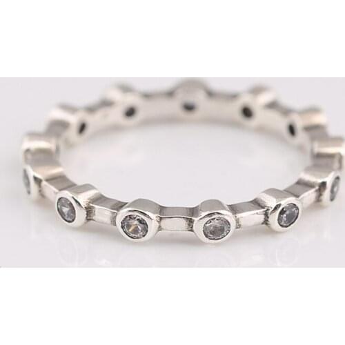 S925 Dazzling Dots With Crystal Ring For Women Wedding Party Gift fit Lady Fine Jewelry