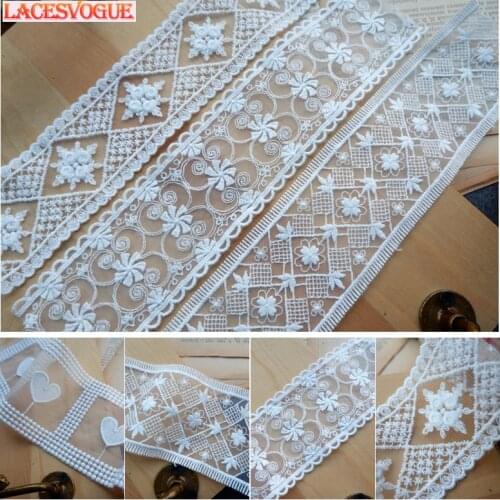 19Yards 5-8cm Mesh Flowers Embroidery Lace Fabric Clothing Decoration Handmade DIY Garment Needlework Sewing Accessories 291