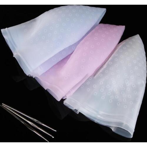 1 Set Pro Silicone Dye Hair Cap with Needle Coloring Highlighting Reusable Hair Color Caps Hat DIY Hair Dyeing Styling Tool
