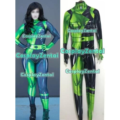 Shego Cosplay Costume 3D Print Spandex Shego Cosplay Zentai Bodysuit Halloween Costumes for woman Hot Sale