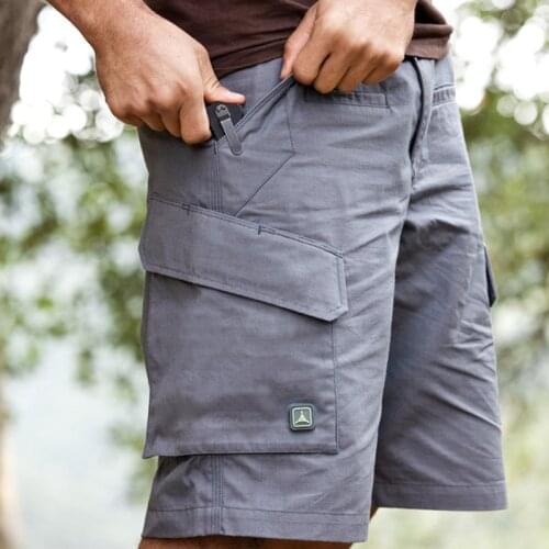 Summer men quick dry large multi pocket loose shorts outdoor climbing hiking training tactical knee length cargo short trousers