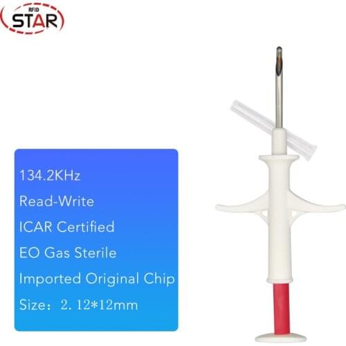 134.2KHz Animal Syringe 2.12*12mm rfid syringe 1.4*8mm microchip injector 1.25*7mm glass tube syringe for animal identification