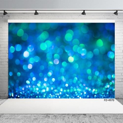 Blue Flare Bokeh Glitter Photography Backdrop Customized Background Photo Studio for Children Prom Party Baby Shower Photoshoot