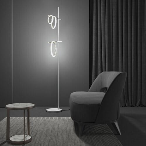 Nordic creative post-modern minimalist villa living room bedroom model room halo ring magnetic led floor lamp
