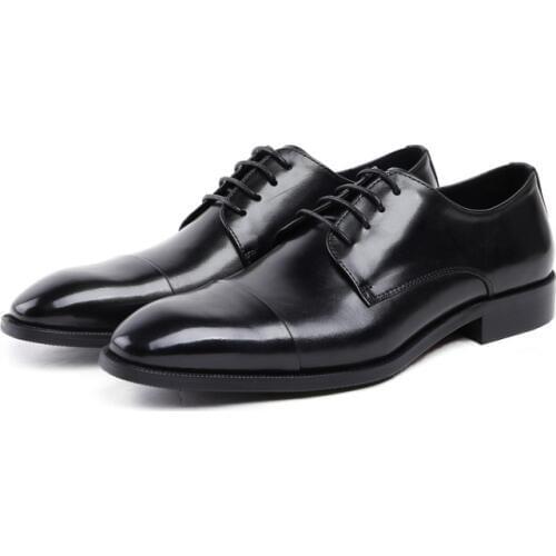 Atmospheric simple mens business casual shoes Genuine Leather Mixed Color Lace Up Elegent Lace Up Business Dress Shoes