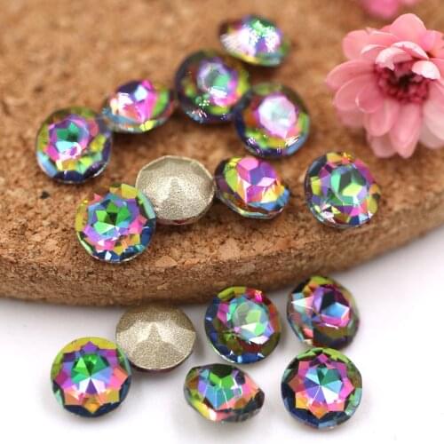Nail decoration 6mm round shape crystal glass pointback loose rhinestones 50pcs/bag for DIY Nail