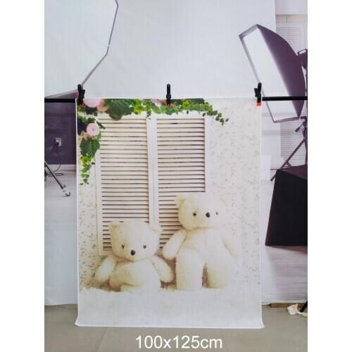 Vinyl Photo Backdrop Two Bears Background Photoshoot White Window Newborn Photography Props