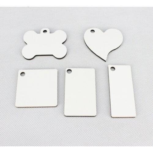 Factory sale 50pcs Sublimation Blank Keychain Heat Transfer MDF DIY Double-Side Printed Keychain with Key Ring
