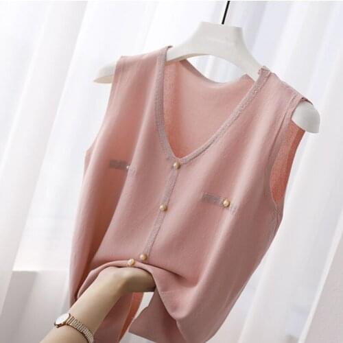 Plus Size 4XL Fashion Knitted Sleeveless T-shirt Women V-neck Stretch Knit T Shirt Solid Casual Spring Summer Female Tops X167