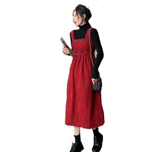 2020 Autumn Winter Women Sets Overall Dress + Long SLevve Tops Two Piece Plus Size 4XL Female Casual Loose Suit Brand Clothes