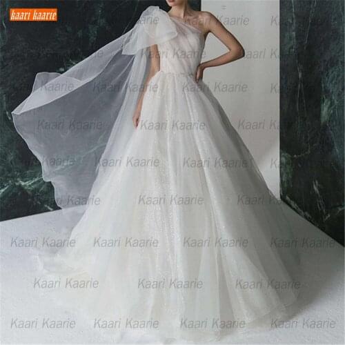 One Shoulder White Wedding Dresses 2021 Bohemian vestido de novia Long Tulle fluffy Bridal Gown Custom Made платье свадебное New