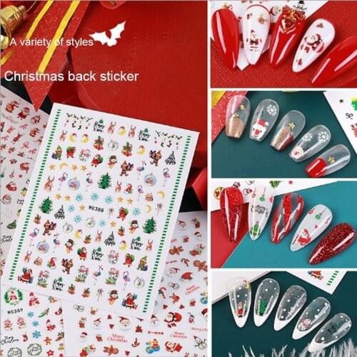 1Sheets Christmas Snowflake Sequins Mixed Decals DIY adhesive 3d nail sticker foil for nails art decoration supplies