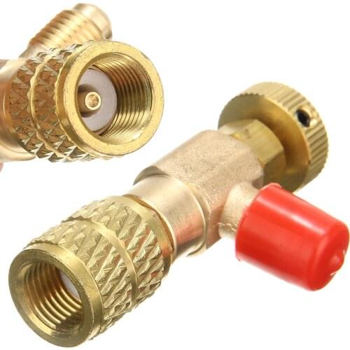 1pc Air Conditioning Refrigeration Valve Adapter R410A 1/4" SAE Male To 5/16" SAE Famale Charging Hose Flow Control Valves