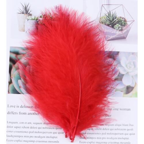 100PCS/Bag Red Turkey Feathers Fluffy Dyed Plums DIY jewelry decorative accessories Decoration plume Crafts 10-15cm
